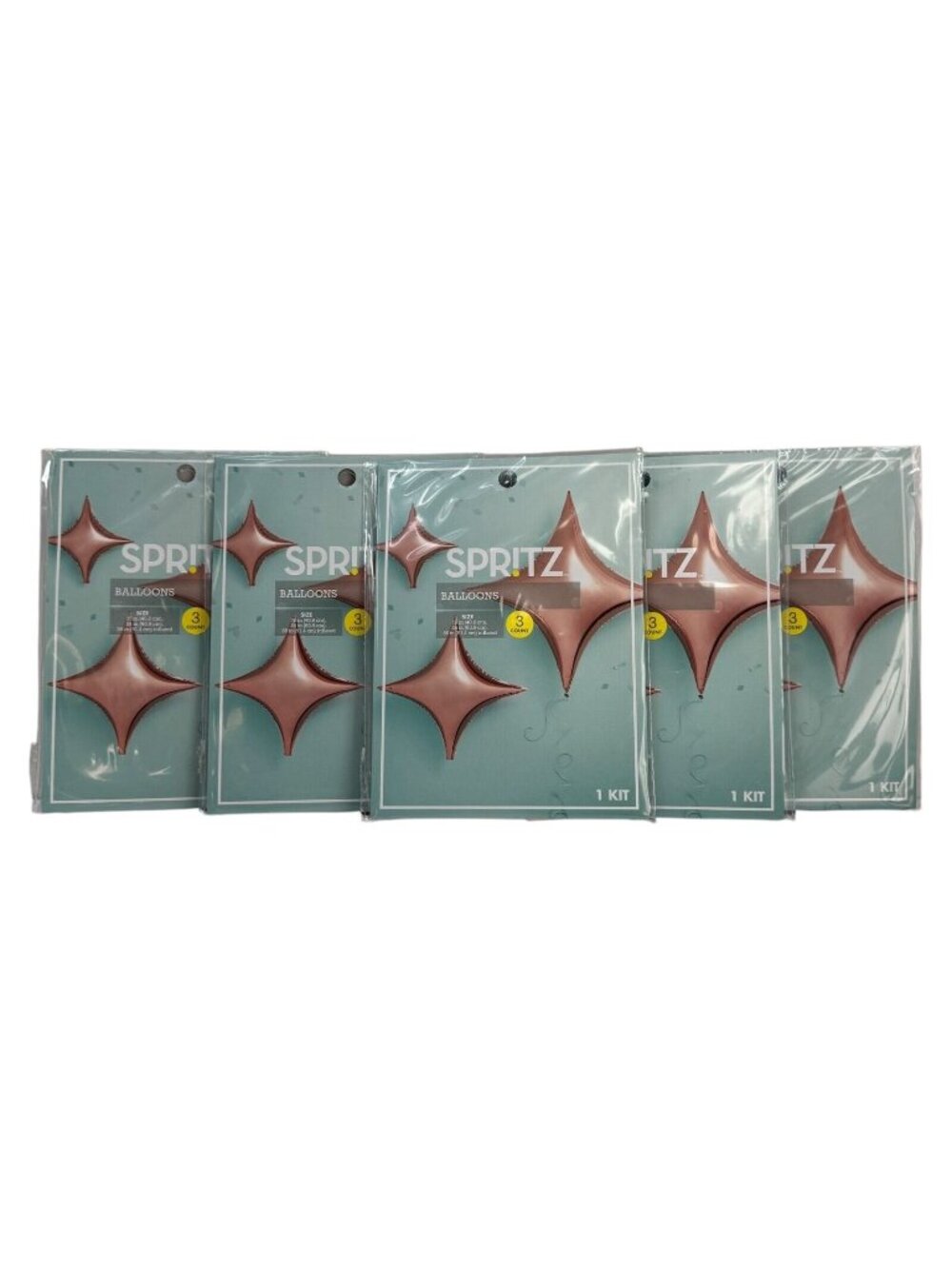 Spritz Rose Gold Star Foil Balloon Kits 5-Pack Includes 15 Balloons In 3 Sizes